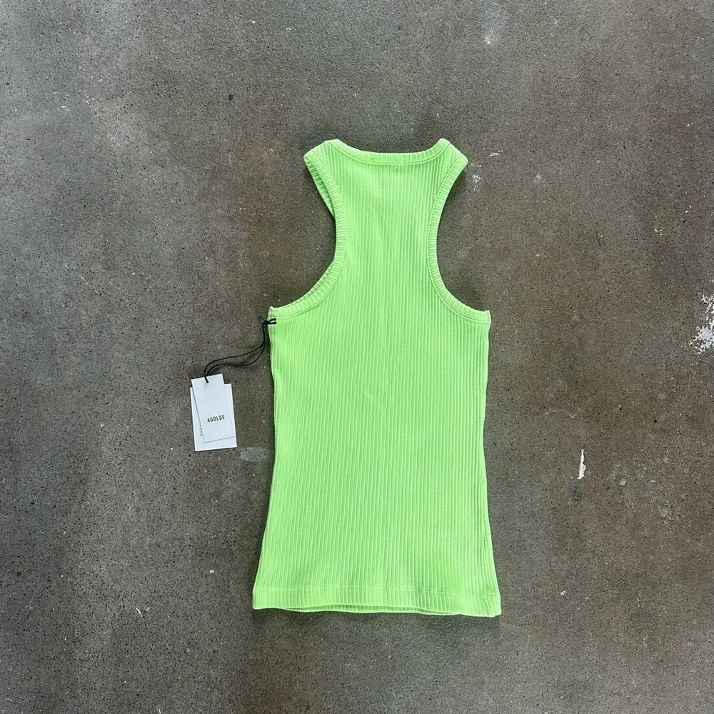 NWT AGOLDE Bea Cutaway Tank Top in Fuji Bright Pale Size Small Ribbed - Picture 8 of 13